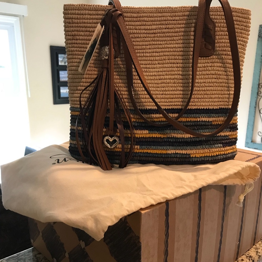 Brighton wicker hand bag , NWT , duster , box .